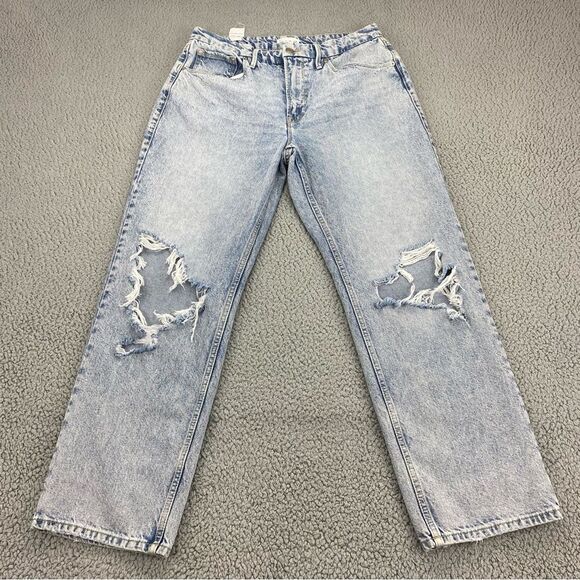 Good American Good Heritage Destroyed Straight Leg Relaxed Jeans  |  Size: 10/30 - Picture 2 of 14